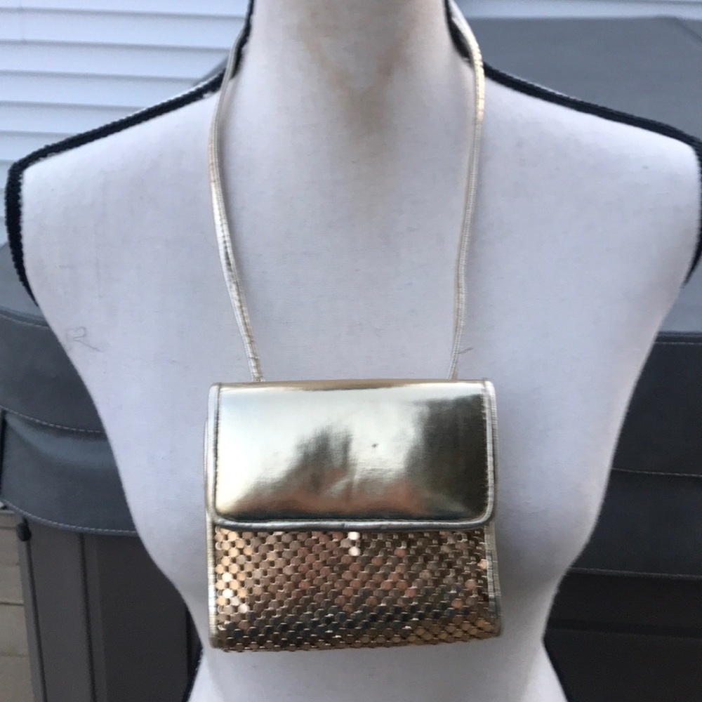 Whiting and Davis beautiful gold cross body bag